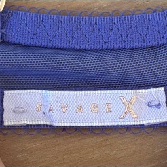 Savage X Fenty Blue Star Patterned Sheer Wire Bra and Panties Set - Picture 4 of 6